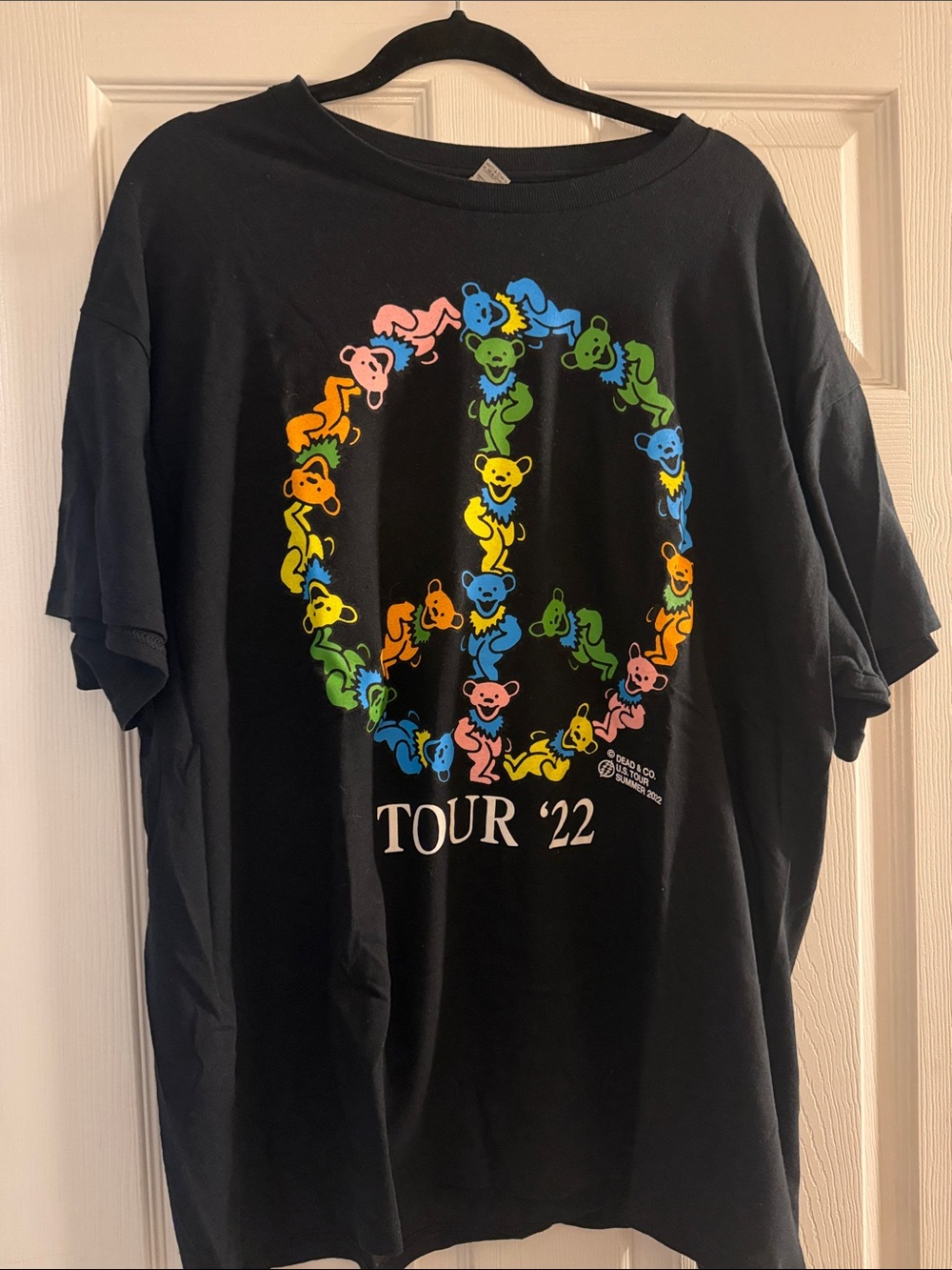 Gildan Black Short-Sleeve Tee with Rainbow Bear Peace Sign